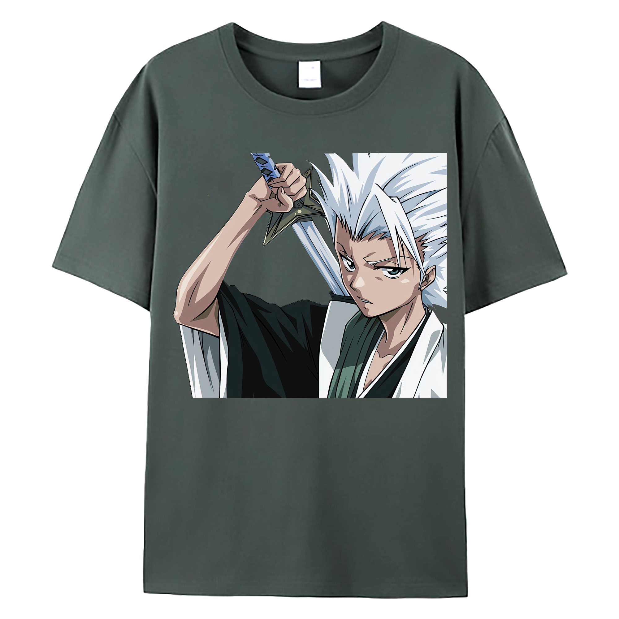 （画像用） ブリーチ 日番谷冬獅郎（ひつがや とうしろう） BLEACH Hitsugaya Toushirou 綿100％ メンズ半袖Tシャツ｜肌触りやわらか＆通気性